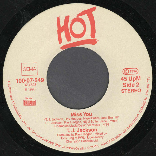 T J Jackson : Miss You (7", Single)