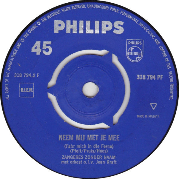 Zangeres Zonder Naam : Onder de Rode Lantaarn Aan de Haven (7", Single, Mono, 3-P)