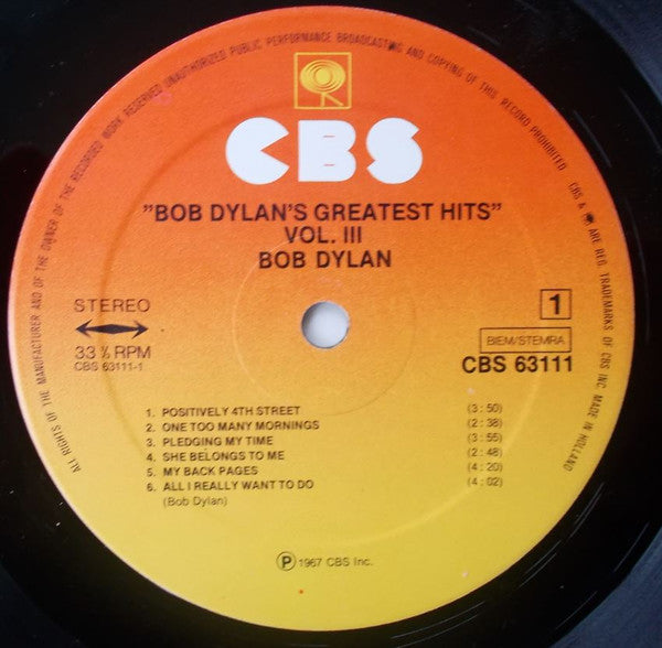 Bob Dylan : Bob Dylan's Greatest Hits Vol III (LP, Comp, RE)