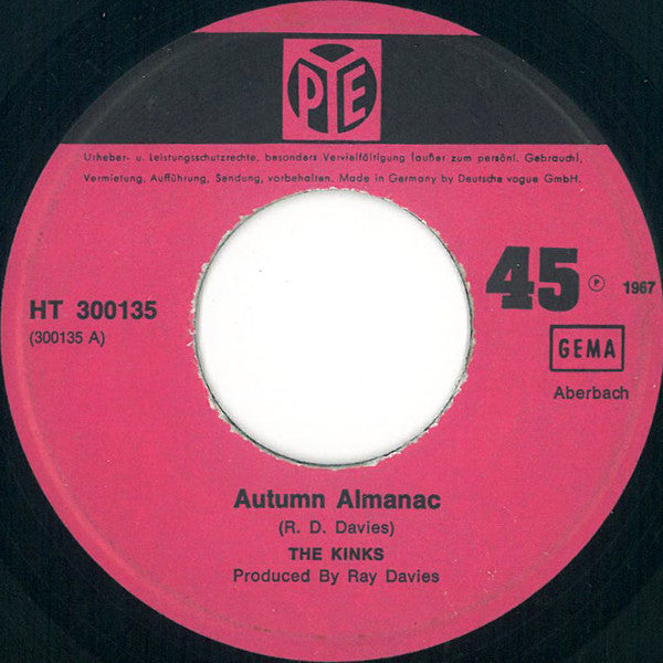 The Kinks : Autumn Almanac  (7", Single)