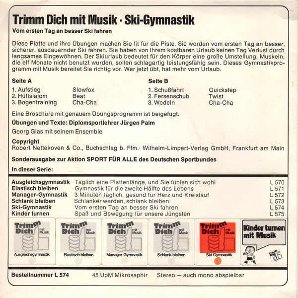 Georg Glas Mit Seinem Ensemble Sprecher Harry Valérien : Trimm Dich Mit Musik - Ski-Gymnastik (7")