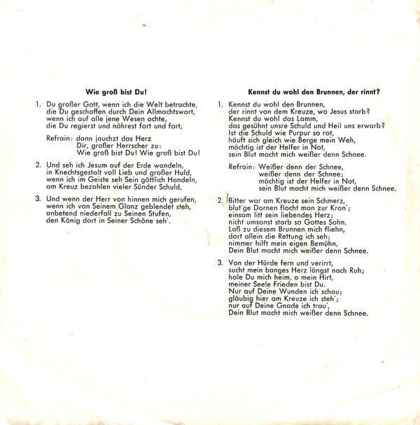 Hildor Janz, Ruhrfeldzugschor, Harding Braaten : Wie Groß Bist Du / Weißer Denn Der Schnee (7")