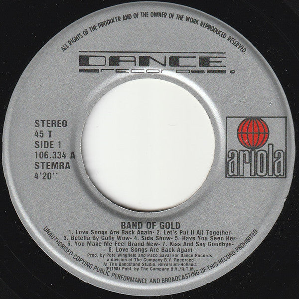 Band Of Gold : Love Songs Are Back Again (7", Single)