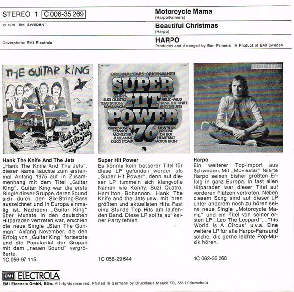 Harpo : Motorcycle Mama (7", Single)