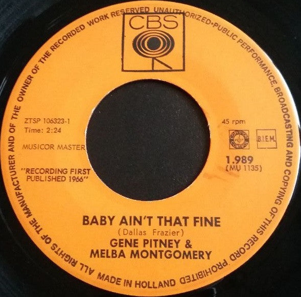 Gene Pitney And Melba Montgomery : Baby Ain't That Fine (7")